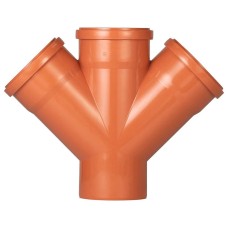 Крестовина Политэк Пайп одноплоскостная 110х110х110/45 для наружной канализации, рыжая (1/16)