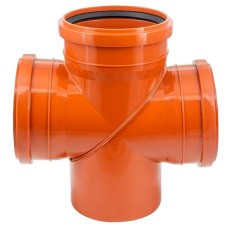 Крестовина Политэк Пайп одноплоскостная 110х110х110/87 для наружной канализации, рыжая (1/20)