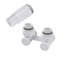Комплект узла нижнего подкл SCHLOSSER угловой STANDARD 3/4" (белый) с термоголовкой М30х1,5, ниппеля 1/2"Х3/4"