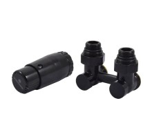 Комплект узла нижнего подкл SCHLOSSER угловой STANDARD 3/4" (Ral 9005) с термогол. М30х1,5, ниппеля 1/2"Х3/4"