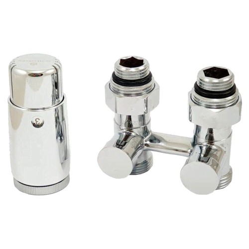 Комплект узла нижнего подкл SCHLOSSER прямой STANDARD 3/4" (хром) с термоголовкой М30х1,5, ниппеля 1/2"Х3/4"