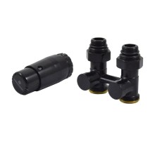 Комплект узла нижнего подкл SCHLOSSER прямой STANDARD 3/4" (Ral 9005) с термогол. М30х1,5, ниппеля 1/2"Х3/4"