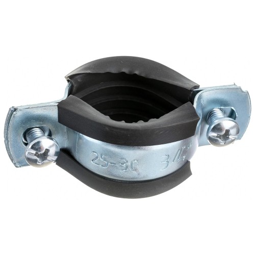 Хомут металлорезиновый с дюбелем и шурупом 3/4" (26-30мм) CTM