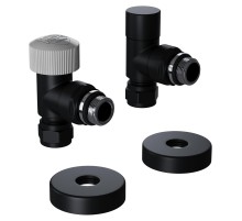 Набор термостатический угловой Royal Thermo Design Pro 15мм М30х1,5 (Черный)