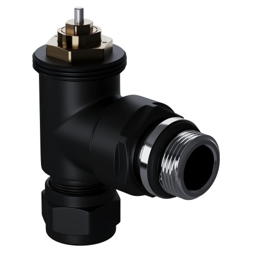 Набор термостатический угловой Royal Thermo Design Pro 15мм М30х1,5 (Черный)