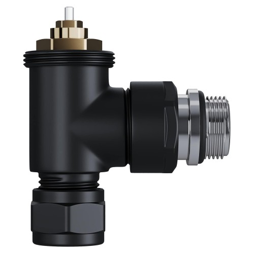 Набор термостатический угловой Royal Thermo Design Pro 15мм М30х1,5 (Черный)