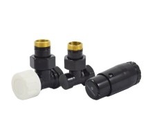 Комплект подключения SCHLOSSER STANDARD MINI 1/2" угловой, Ral 9005, с термоголовкой MINI М30х1,5