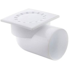 Трап Политэк Пайп 110 горизонтальный с пластиковой решеткой 150х150мм