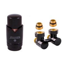 Комплект SCHLOSSER эксклюзивного узла подключения 50 мм с термоголовкой черный RAL 9005 угловой