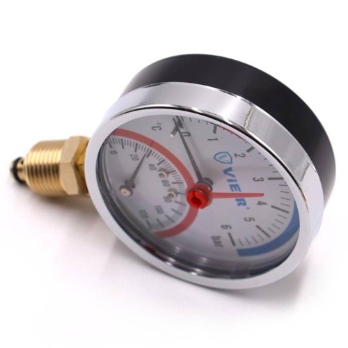 Термоманометр VIEIR радиальный d-80мм 6 БАР 1/2 YE6 (50/1)