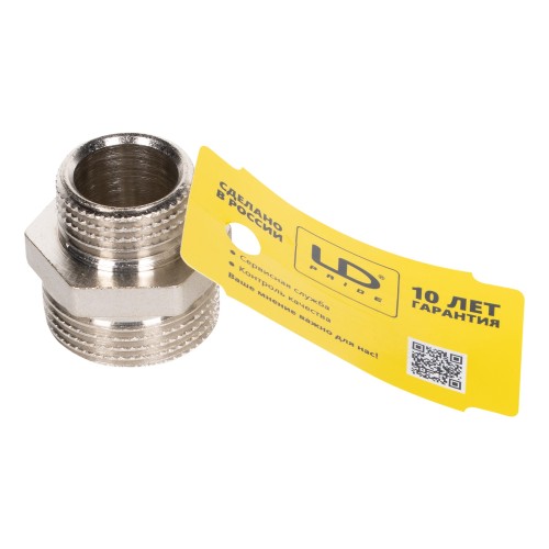 Ниппель переходной LD DN20х15 нр-нр, латунь никелированная (с биркой)