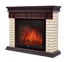 Портал Firelight Bricks 25 камень бежевый, шпон темный дуб