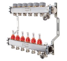 Коллектор нерж. в сборе с расходомерами 1" ВР-3/4" НР, 4 выхода