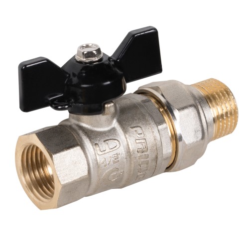 Кран шаровой латунный LD Pride 47.15.В-ГШ.Б Ду 15 Ру 40 вн-американка, (бабочка)