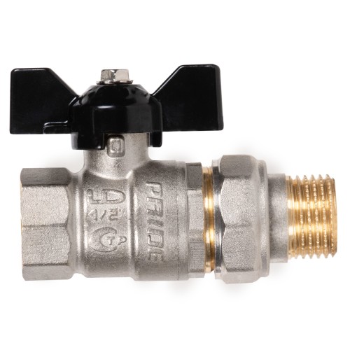 Кран шаровой латунный LD Pride 47.15.В-ГШ.Б Ду 15 Ру 40 вн-американка, (бабочка)