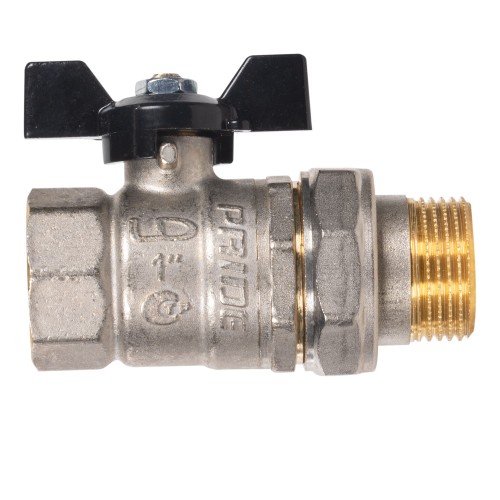 Кран шаровой латунный LD Pride 47.25.В-ГШ.Б Ду 25 Ру 40 вн-американка, (бабочка с биркой)