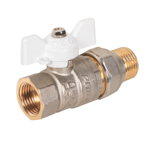 Кран шаровой латунный LD Pride 47.15.В-ГШ.Б (White) Ду 15 Ру 40 вн-американка, (бабочка)