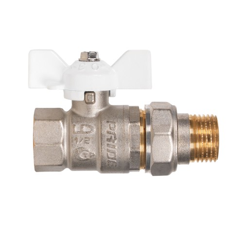 Кран шаровой латунный LD Pride 47.15.В-ГШ.Б (White) Ду 15 Ру 40 вн-американка, (бабочка)