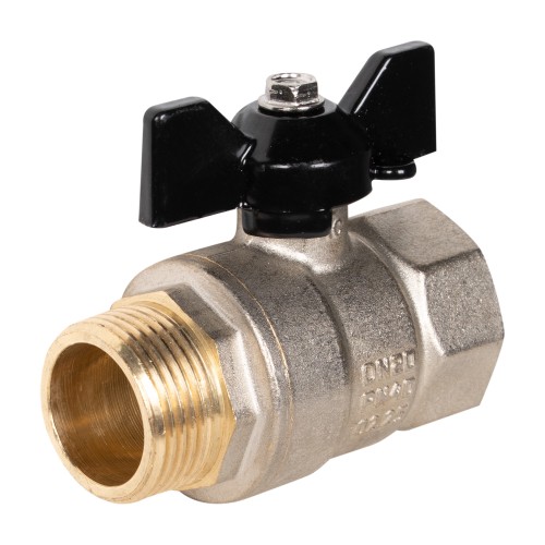 Кран шаровой латунный LD Pride 47.20.B-Н.Б Ду 20 Ру 40 вн-нр, (бабочка)