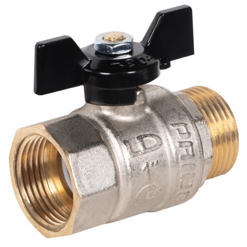 Кран шаровой латунный LD Pride 47.25.B-Н.Б Ду 25 Ру 40 вн-нр, (бабочка)