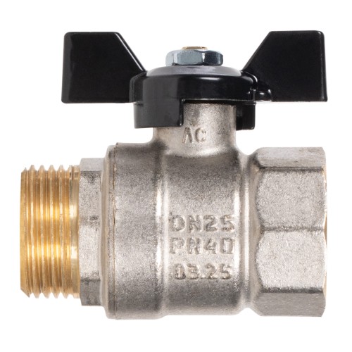 Кран шаровой латунный LD Pride 47.25.B-Н.Б Ду 25 Ру 40 вн-нр, (бабочка)