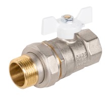 Кран шаровой латунный LD Pride 47.25.В-ГШ.Б (White) Ду 25 Ру 40 вн-американка, (бабочка)