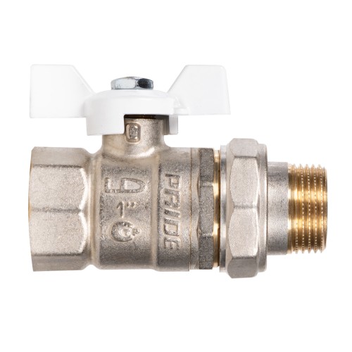 Кран шаровой латунный LD Pride 47.25.В-ГШ.Б (White) Ду 25 Ру 40 вн-американка, (бабочка)