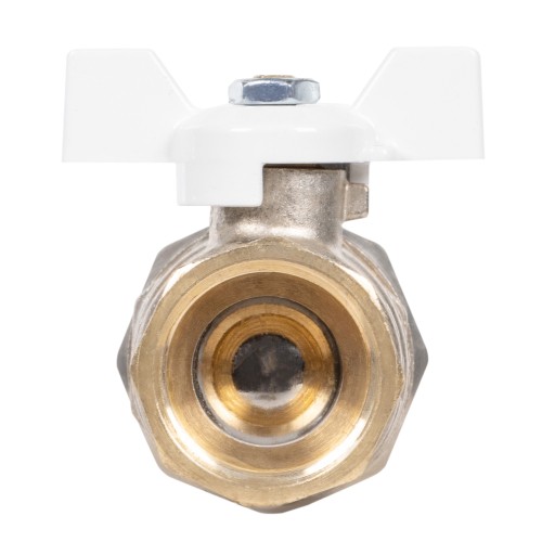 Кран шаровой латунный LD Pride 47.25.В-ГШ.Б (White) Ду 25 Ру 40 вн-американка, (бабочка)