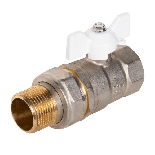 Кран шаровой латунный LD Pride 47.20.В-ГШ.Б (White) Ду 20 Ру 40 вн-американка, (бабочка)