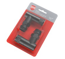 Набор дизайн-вентилей Royal Thermo PIANO, угловой (черный) 1/2"