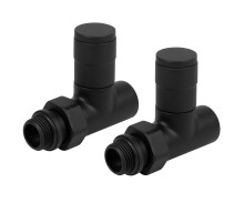 Набор дизайн-вентилей Royal Thermo PIANO, прямой (черный) 1/2"