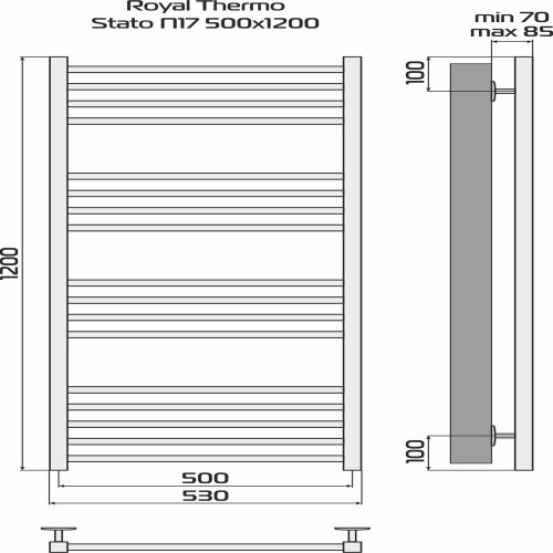 Полотенцесушитель Royal Thermo Stato П17 500х1200 черный