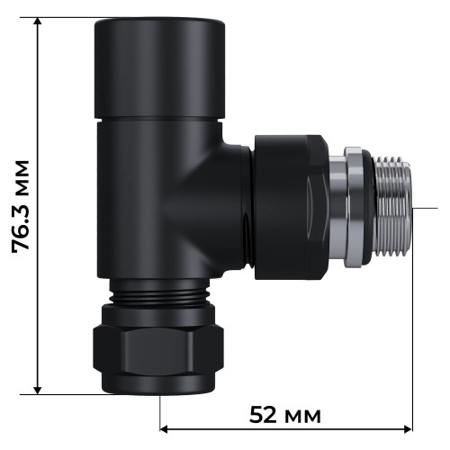 Набор термостатический трехосевой Royal Thermo Design Pro 15мм М30х1,5 (Черный)