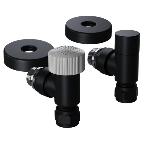 Набор термостатический угловой Royal Thermo Design Pro 15мм М30х1,5 (Черный)