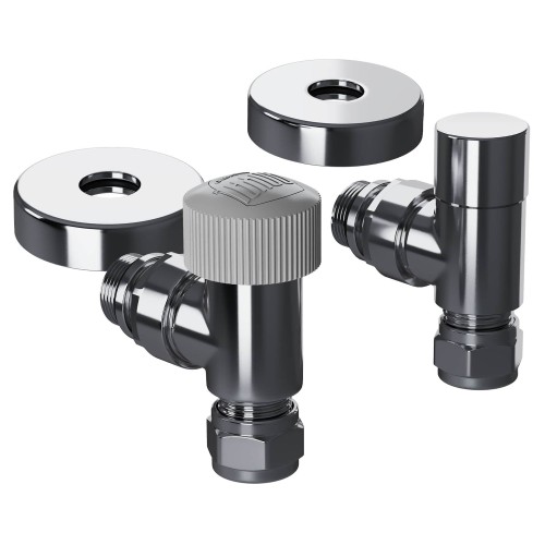 Набор термостатический угловой Royal Thermo Design Pro 15мм М30х1,5 (Хром)