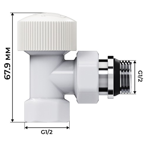 Набор термостатический угловой Royal Thermo Design 1/2"М30х1,5 (Белый)
