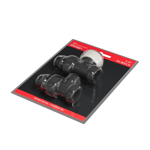 Набор термостатический прямой Royal Thermo Design 1/2"М30х1,5 (Черный)