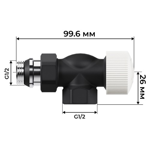 Набор термостатический осевой Royal Thermo Design 1/2"М30х1,5 (Черный)