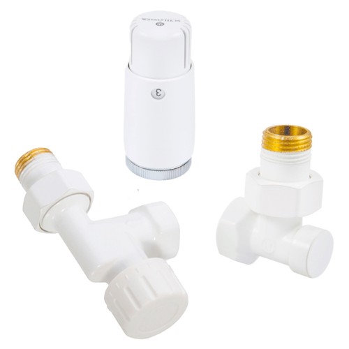 Комплект подключения SCHLOSSER STANDARD MINI 1/2" осевой, белый, с термоголовкой MINI М30х1,5