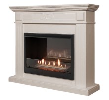Каминокомплект: Биокамин Firelight BFP/P-2520, портал Bianco 25 шпон белёный дуб